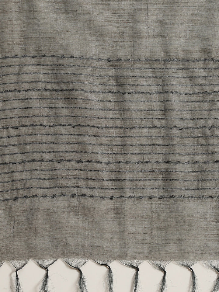 Green Color Silk Cotton Woven Design Striped Handloom Saree