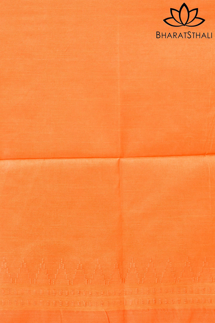 Peach Color Pure Cotton Woven Design Temple Border Maheshwari Handloom Saree