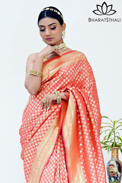 Red Soft Banarasi Silk Saree, Buy Now Zaree Weave Saree At Best Rates