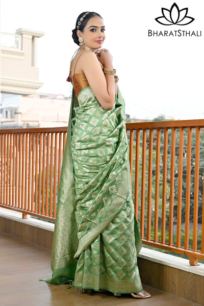 Green Sarees  Green Saree Shopping for Mehndi Functions