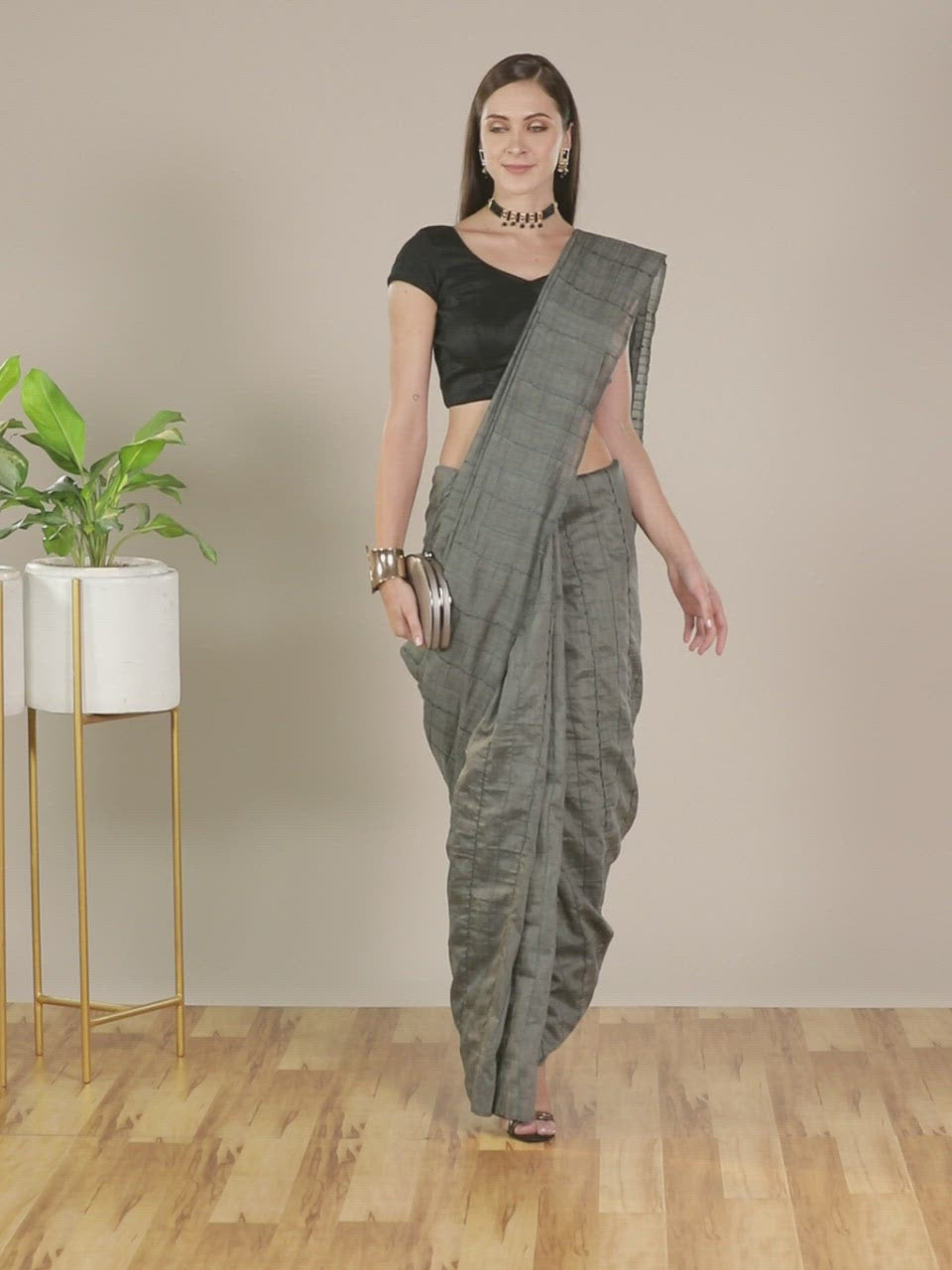 Green Color Silk Cotton Woven Design Striped Handloom Saree