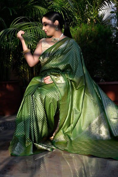 Gold Colour Banarasi Silk Saree